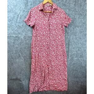 Vintage Cherokee‎ Dress Small Red Tiny Flowers Housewife Cottage Country Light